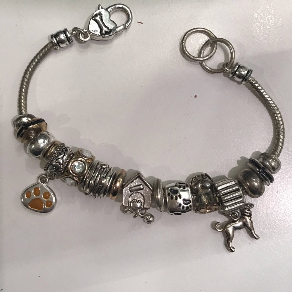 Black Dog Charm Bracelet - adjustable size